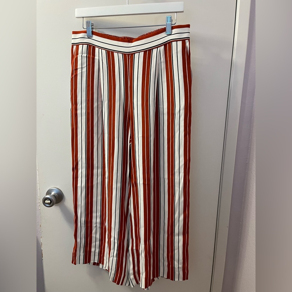 The LOFT Pull On Wide Leg Crop Pant in Stripe NWOT R 15/L 23/Waist 16-19 (RSB #2 - Picture 2 of 8